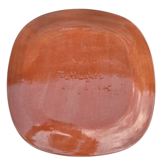 Native American Signed T. Hughes Ceramic Plate W/ Kachina Design  7 3/8" Dia. - Picture 4 of 6